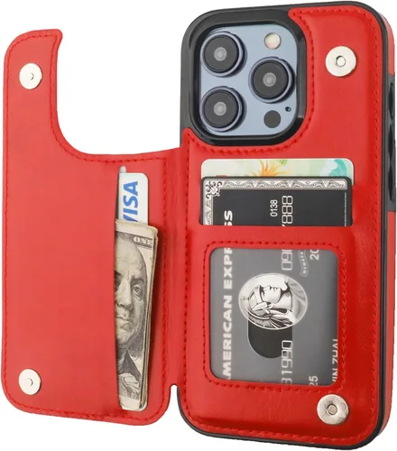 Miniatura 9 de ONETOP Funda tipo cartera compatible con iPhone 15 Pro con soporte para tarjetas, funda de piel sintética con ranuras para tarjetas, doble cierre
