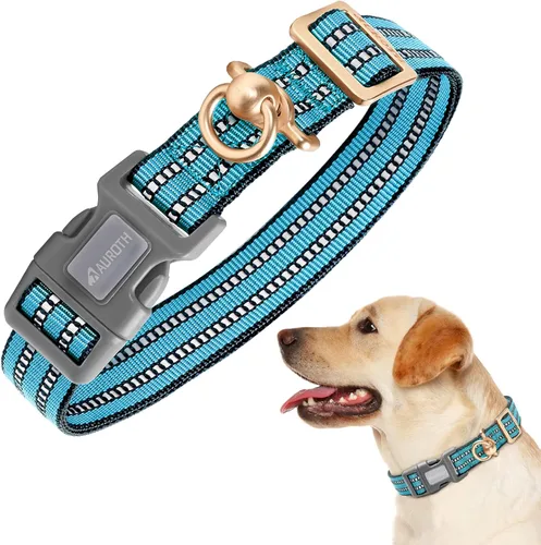 Miniatura 21 de Collar de perro Auroth para perros medianos y grandes, collar de perro reflectante, collares de perro de nylon suave ajustables con resistente army