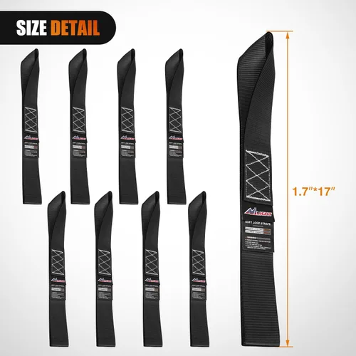 Miniatura 2 de Nilight Soft Loop - Correas de amarre de motocicleta de 1.7 x 17 pulgadas, resistentes, 12,000 libras, resistencia máxima a la rotura para asegurar
