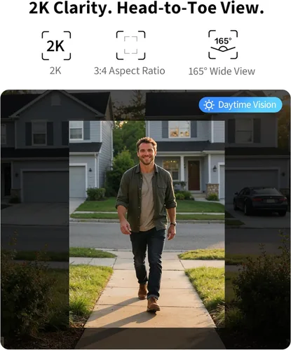 Miniatura 3 de Aqara Cámara de timbre G400 con timbre, cableado/PoE, video seguro HomeKit, vista de pies a cabeza 2K HD, audio de 2 vías, Wi-Fi 6 de 2.4/5 GHz