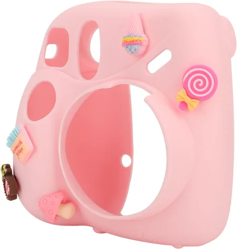 Miniatura 7 de Funda para cámara instantánea, funda ligera con correa para el hombro, funda protectora de silicona suave adecuada para Instax Mini 7 Plus (postre)