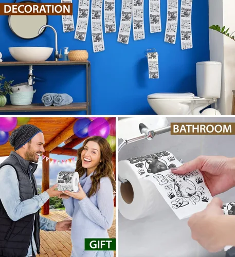 Miniatura 5 de Printed TP Beware of Bear Poop - Papel higiénico impreso para broma, sorpresa, decoración de baño, regalo novedoso para hombres, mujeres, amigos