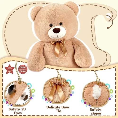 Miniatura 3 de MaoGoLan Oso de peluche gigante de 4 pies de crema, oso de peluche grande de 47 pulgadas, peluche suave para niños, decoraciones para Baby Shower