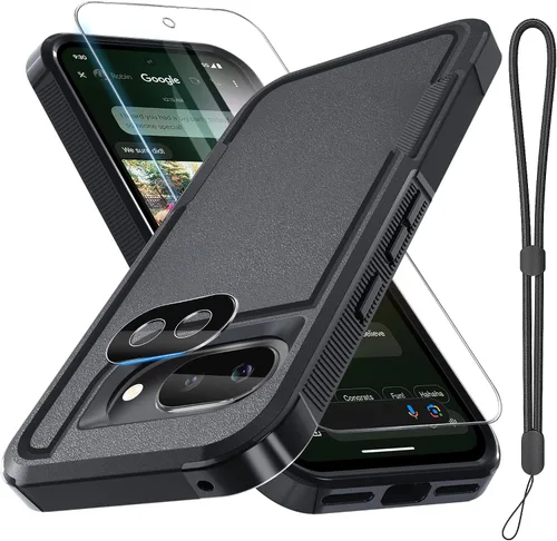 Miniatura 38 de Funda para Google Pixel 10 Pro XL con correa para la muñeca + protector de pantalla de vidrio templado + cubierta para lente de cámara, cuerpo Verde
