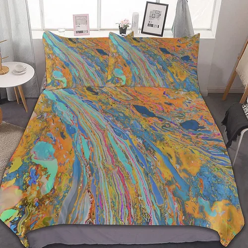 Miniatura 30 de Juego de 3 piezas de edredón neón que brilla en la oscuridad, funda de almohada de microfibra con cremallera para cama matrimonial, Queen