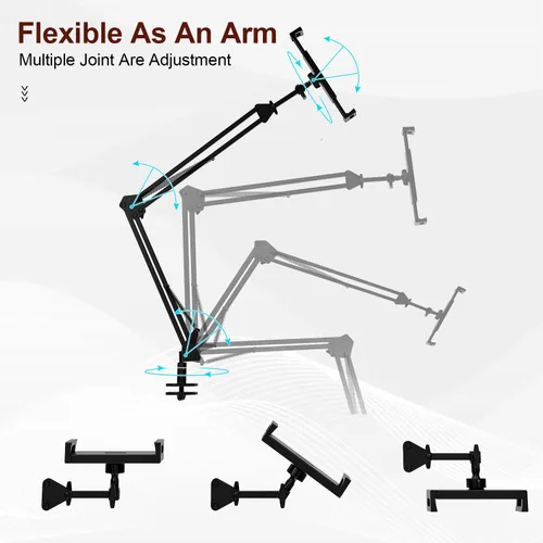Miniatura 6 de Soporte de piso para tableta Kindle con estantes de almacenamiento de 2 niveles, altura de ángulo ajustable, soporte para iPad Tablet Kindle