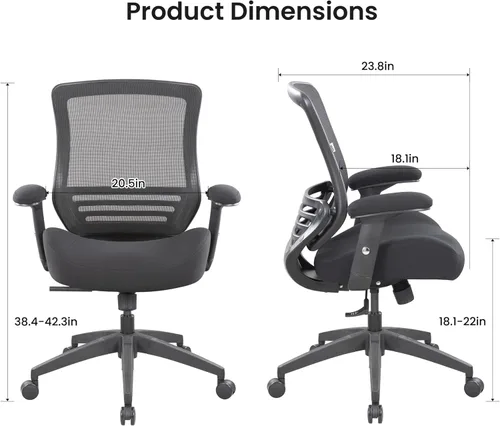 Miniatura 3 de BOLISS Silla de oficina ergonómica de malla súper suave, gruesa y ancha, silla de escritorio para computadora, brazos ajustables en altura y soporte