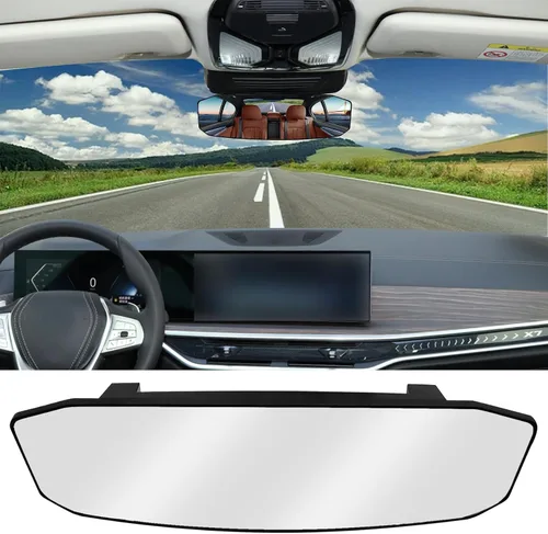 Miniatura 7 de NTNEV Espejo retrovisor grande de 12 pulgadas x 3.5 pulgadas, espejo retrovisor panorámico antirreflejos de gran angular, espejo retrovisor