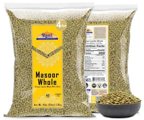 Miniatura 2 de Rani Masoor Enteras (Lentejas verdes enteras con piel) 64 onzas (4 libras) 4.0 lbs a granel ~ Todo natural Vegano Apto para gluten Sin OMG