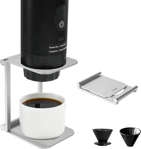 Vierta sobre el soporte del gotero, soporte portátil y plegable para máquina de café expreso con fuera, soporte de café de oficina con base,