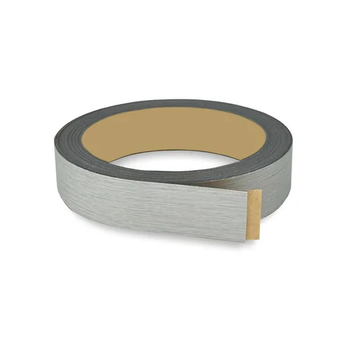 Bandas de borde plateado cepillado de 1 pulgada x 25 pies – Adhesivo fuerte para despegar y pegar, fácil aplicación – Cinta de borde flexible y