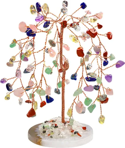Miniatura 10 de LAIDANLA Árbol de cristal curativo natural de amatista, base de ágata de dinero Reiki, alambre de cobre, vida Feng Shui, energía para el hogar