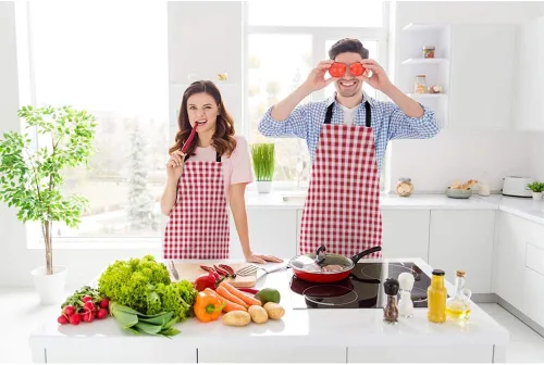 Miniatura 2 de Delantal de cocina con cabeza de gato negro Babero Delantal para Chef Restaurante Limpieza del hogar Servicio, Multi-001