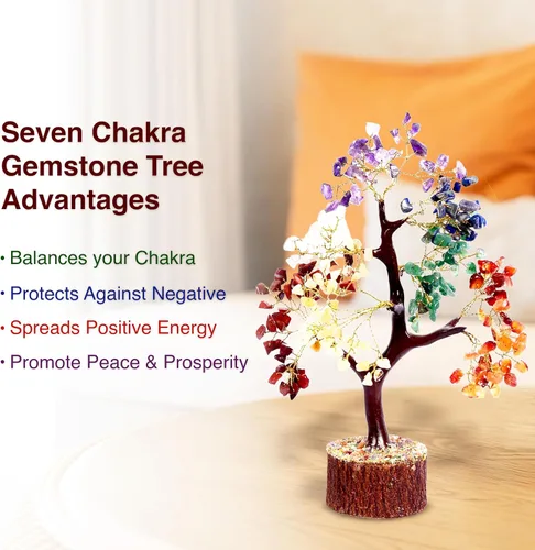 Miniatura 8 de Árbol de la vida de cristal de siete chakras para energía positiva, árbol de feng shui, árbol bonsái, piedras curativas, árbol de dinero, decoración