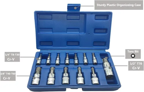Miniatura 2 de Mainpoint Star Torx - Juego de llaves de vaso (13 piezas, T8 - T70 CRV, 1/2", 3/8", 1/4")
