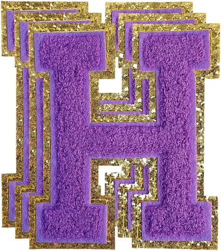 Miniatura 64 de 3 parches de números de chenilla negra, tamaño grande de 4-1/2" parches de números para planchar, parches universitarios para ropa, 8" Borde oro rosa