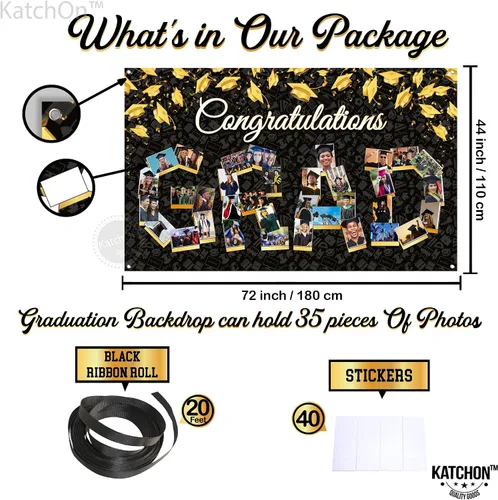 Miniatura 3 de KatchOn, Cartel de fotos de graduación de felicitaciones – Xtralarge, 72 x 44 pulgadas Cartel de fotos personalizado de graduación Fondo