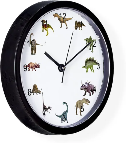 Miniatura 4 de CafePress Reloj de pared de dinosaurio con números negros, reloj de pared decorativo único de 10 pulgadas