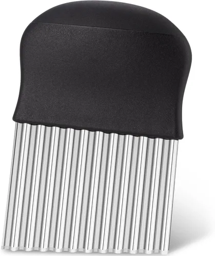 Rainspire Cortador de arrugas para verduras, cuchillo de acero inoxidable, cortador de verduras para papas, zanahorias, negro
