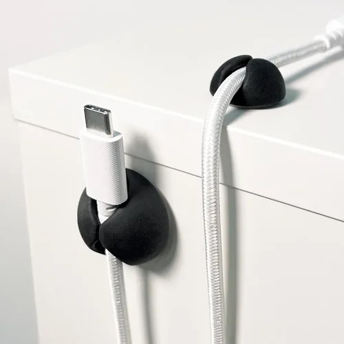 Miniatura 9 de Clips de cable Wrap-It Storage - (Surtido de 28 unidades) Negro - Organizador de cables para escritorio y mesita de noche para teléfono y mesa