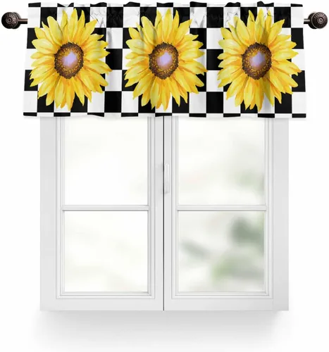 Miniatura 9 de Cenefas de girasol para ventanas de cocina, cenefa de cortina de granja, cortinas cortas de girasol de acuarela, cenefas con bolsillo para barra