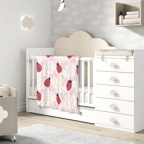 Miniatura 3 de Bonita manta de bebé de mariquita para niñas y niños, manta de felpa suave, para niños pequeños y recién nacidos, guardería, cochecito, cuna, regalo