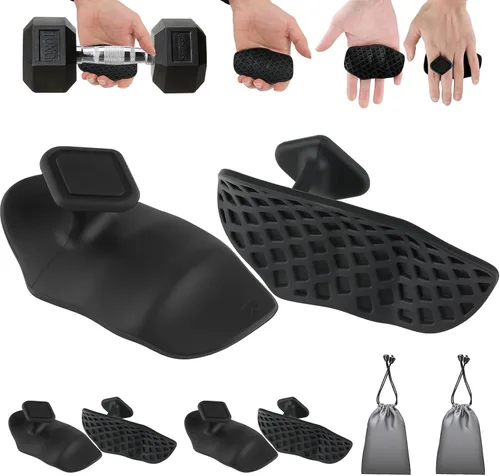 Miniatura 10 de 4 unidades de agarre de ripta para levantamiento de pesas y peso muerto, guantes de goma antideslizantes ergonómicos para hombres y mujeres