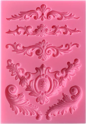Miniatura 13 de Funshowcase Medallón floral de acanto Flourish Scroll Lace Fondant Moldes de silicona para decoración de pasteles, proyectos de manualidades