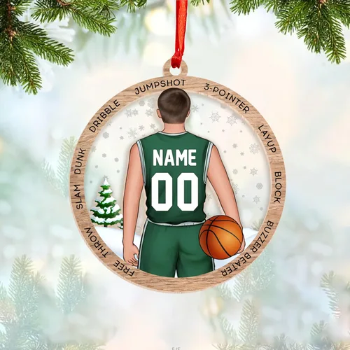 Miniatura 3 de Adorno Personalizado de Baloncesto 2025 - Adorno de Jugador de Baloncesto - Adornos de Árbol de Navidad de Baloncesto - Regalos de Jugador de Bkb 5