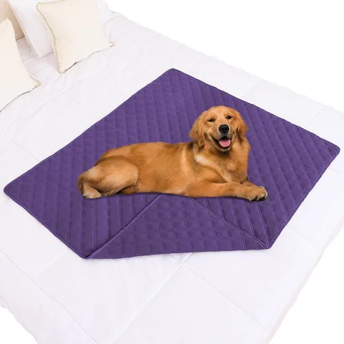 Miniatura 103 de Smiry Funda impermeable para cama de mascota, suave y lavable, para muebles, cama, sofá, reversible, a cuadros (30 x 53 pulgadas, color beige/beige)
