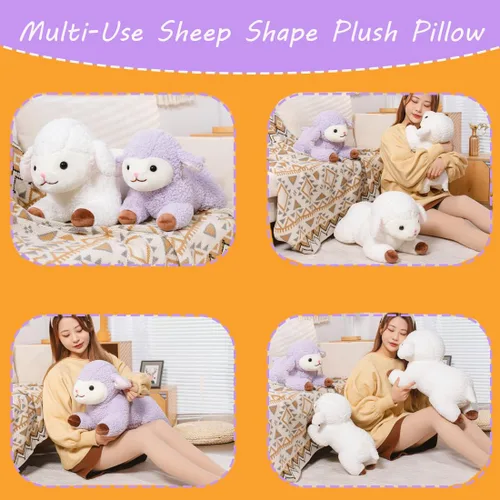 Miniatura 4 de ELAINREN Almohada rellena de ovejas moradas ultrasuaves Cuddle Cordero Felpa Cojín Decoración Regalos/19.6