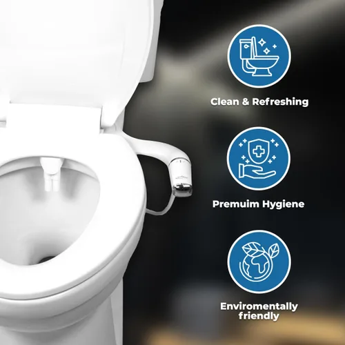 Miniatura 3 de GenieBidet Accesorio de bidé para inodoro – Accesorio higiénico ultrafino para zurdos para inodoros existentes – Accesorio de asiento de inodoro