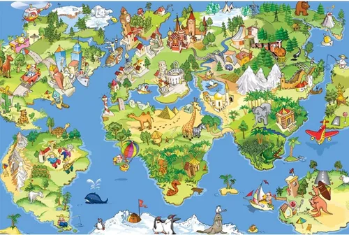 HUADADA Rompecabezas para niños de 100 piezas, juguetes de piso de mapa del mundo, juegos Montessori, actividades educativas de aprendizaje, regalos