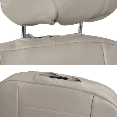 Miniatura 2 de BDK carXS - Fundas de asiento de automóvil de cuero beige para asientos delanteros, 4 piezas, piel sintética, incluye fundas de asiento delantero