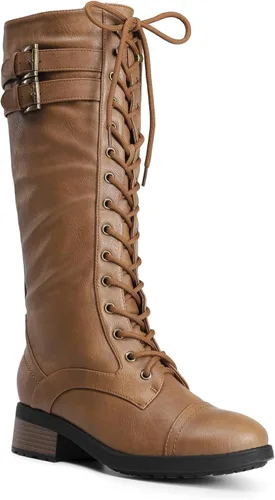 Miniatura 8 de DREAM PAIRS - Botas de poliuretano a la rodilla para mujer, estilo de equitación o combate