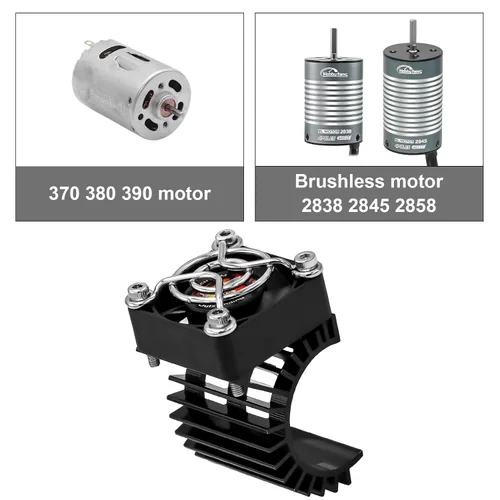 Miniatura 4 de Disipador de calor de motor RC con ventilador de enfriamiento de 5 V, apto para 370 380 390 2838 2858 2845 disipador de calor de motor sin Negro
