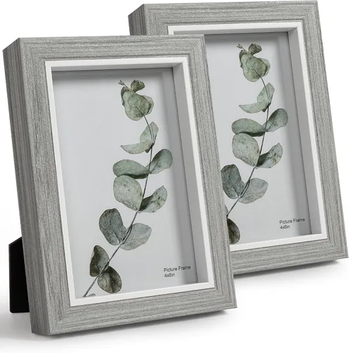 Afuly Marcos de fotos de 4 x 6 pulgadas, con textura de madera gris, marco de fotos para pared, mesa, decoración de galería del hogar, marco de