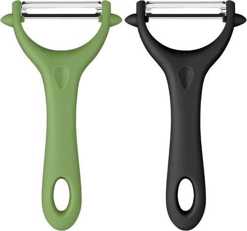Miniatura 11 de AUAUY Pelador giratorio de verduras en forma de Y, mango ergonómico antideslizante, hoja de acero inoxidable, pelador de verduras para cocina