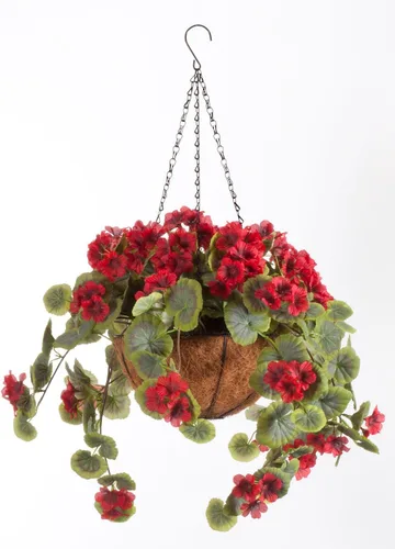 Miniatura 4 de OakRidge Miles Kimball - Cesta colgante de geranio artificial totalmente montada, 10 pulgadas de diámetro y cadena de 18 pulgadas, diseño de flores