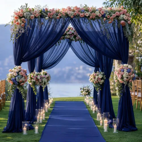 Miniatura 11 de Tela drapeada para arco de boda de 28 x 19 pies, telón de fondo de tela de gasa transparente, 1 panel de cortinas de rosa polvorienta para Cortina