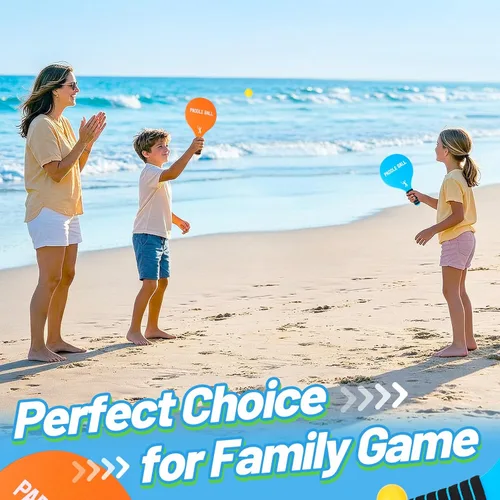 Miniatura 4 de Juego de 2 juegos de pelota de remo de juguete para juegos de playa, divertido juego de raquetas de paddleball, juguetes deportivos al aire libre