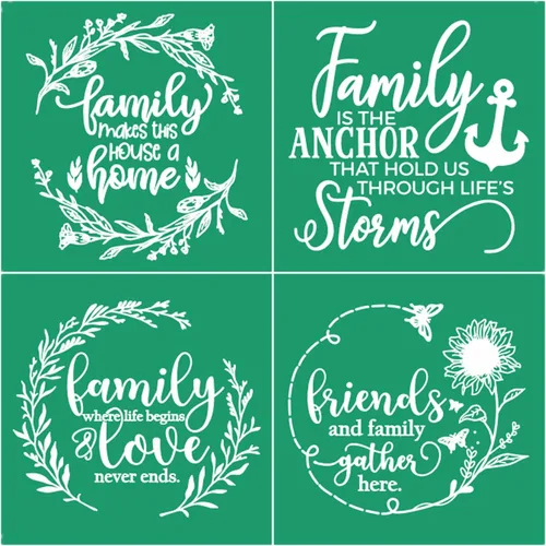 Miniatura 7 de JAJADO Plantillas de serigrafía inspiradoras 5 piezas, plantillas autoadhesivas reutilizables cristianas de fe familiar para serigrafía en malla 5