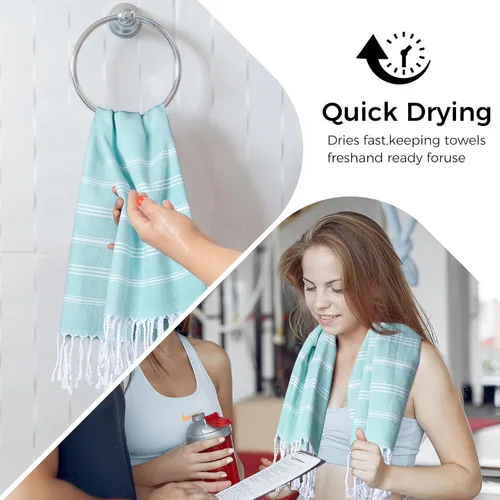 Miniatura 3 de cabanana Toallas de mano para baño, paquete de 2, 20 x 30 pulgadas, 100% algodón, toallas de mano turcas, superabsorbentes y de secado rápido, Aqua