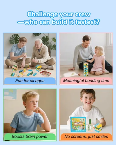 Miniatura 3 de Juego de torre de apilamiento de madera para niños y adultos - Juego educativo de rompecabezas de bloques de madera para niños a partir de 3 años
