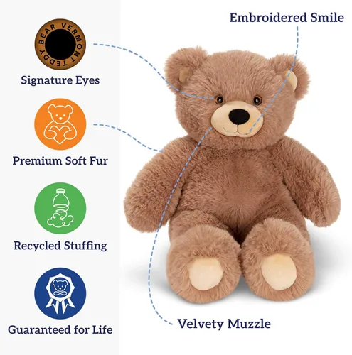 Miniatura 4 de Vermont Teddy Bear - Peluche de oso marrón, supersuave, 18 pulgadas