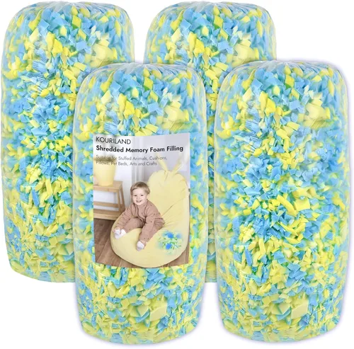 Miniatura 8 de Relleno de puf de 5 libras, repuesto de espuma viscoelástica triturada con gel de enfriamiento, relleno de espuma suave y de alta resistencia