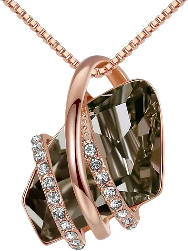 Miniatura 31 de Leafael Wish Stone - Collar con dije chapado en oro rosa de 18 quilates, con cristales de Swarovski, joyería de piedra natal, 18 pulgadas + 2