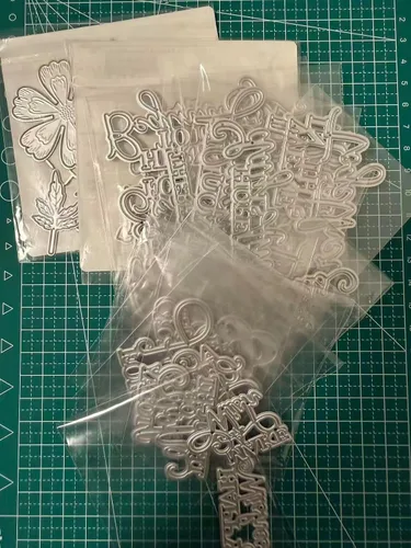 Miniatura 6 de JIHFOHHA - 17 piezas de troqueles de palabras para hacer tarjetas, troqueladas de metal, feliz corte, deseo, palabras en inglés, troqueladas