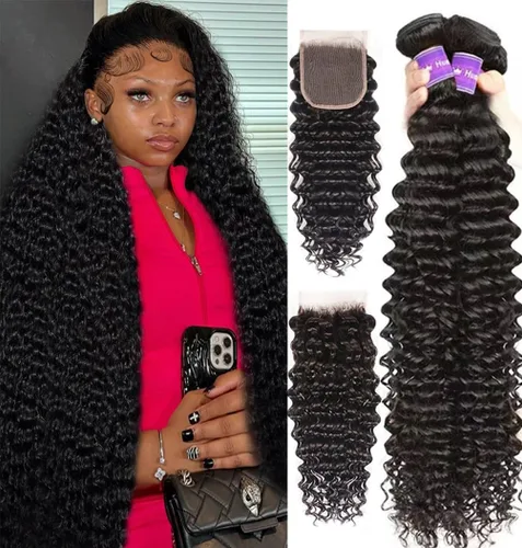 Miniatura 29 de Paquetes de Cabello Humano de Ondas Profundas （12 14 16 ）12A 100% Sin Procesar Cabello Humano Virgen Brasileño Profundo Rizado Tejido de Cabello