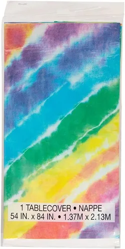 Miniatura 2 de Mantel de plástico Tie Dye 84 x 54 pulgadas Multicolor 1 unidad